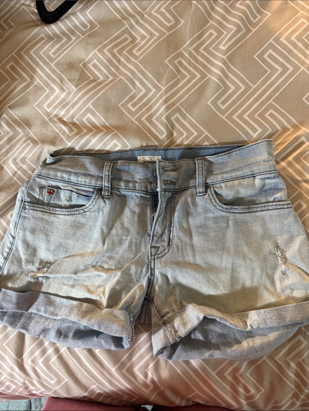 Hudson Jeans Light Blue Rolled Hem Denim Shorts